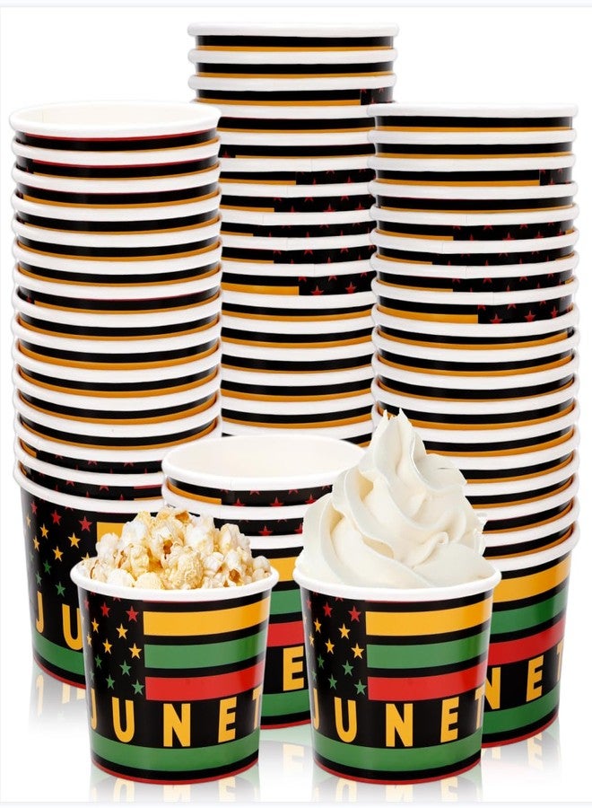 Whaline أكواب وجبات خفيفة من وايلين 50 قطعة للاحتفال بيوم الحرية، أكواب ورقية قابلة للتصرف باللون الأحمر والأخضر والأصفر سعة 6.5 أونصة، أكواب آيس كريم للحلويات، لوازم حفلات يوم 19 يونيو وزينة - Image 1