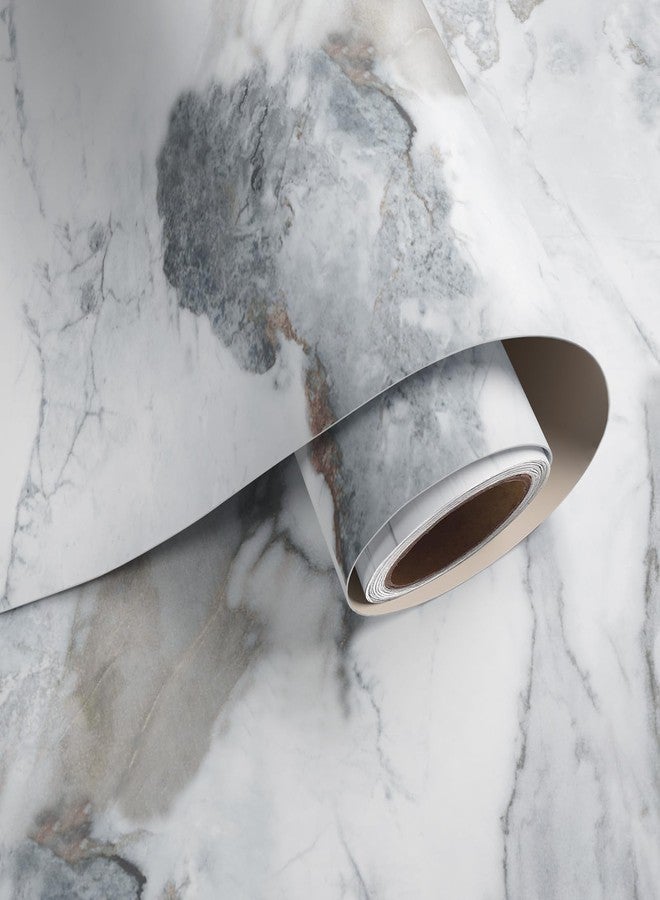 VaryPaper 15.7''x78.7'' Grey White Marble Contact Paper for Countertops Waterproof Granite Wallpaper Peel and Stick Countertops Marble Vinyl Wrap for Desk Table Top Removable Self Adhesive Wall Paper - Image 1