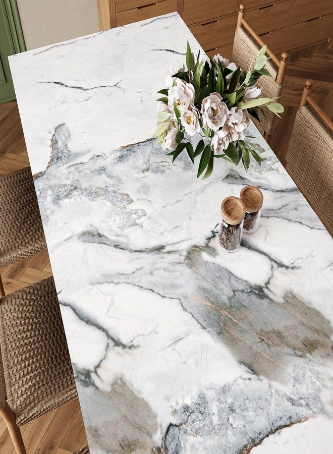 VaryPaper 15.7''x78.7'' Grey White Marble Contact Paper for Countertops Waterproof Granite Wallpaper Peel and Stick Countertops Marble Vinyl Wrap for Desk Table Top Removable Self Adhesive Wall Paper - Image 2