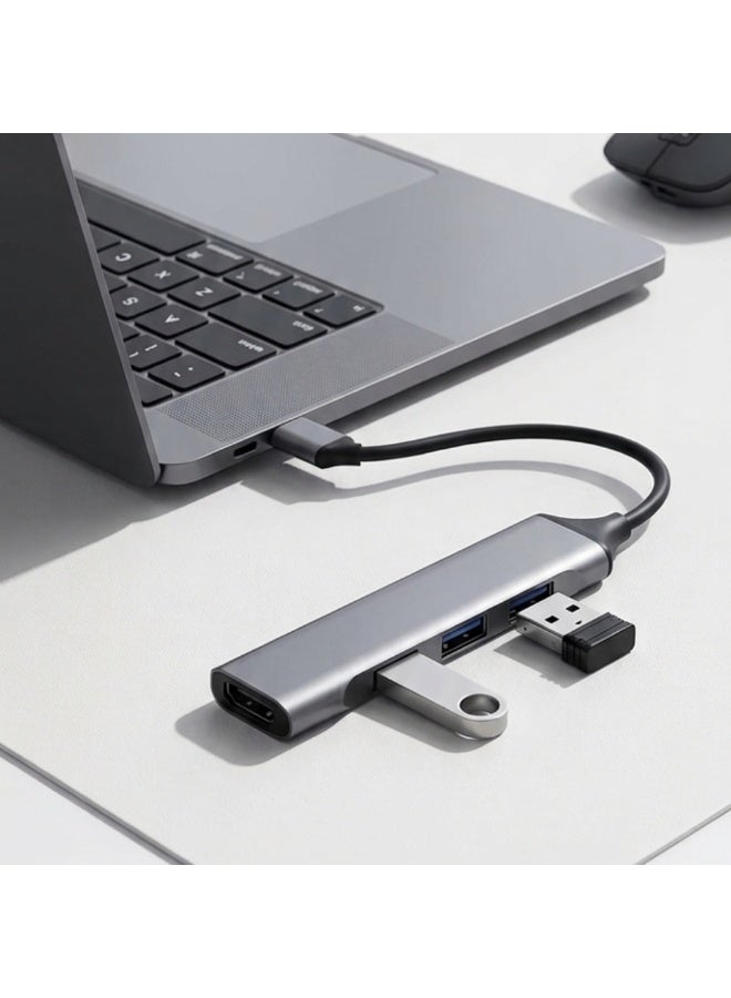 4-in-1 Type-C HUB Docking Station Multi Port USB Adapter with Fast Data Transfer & Charging Support - Image 4