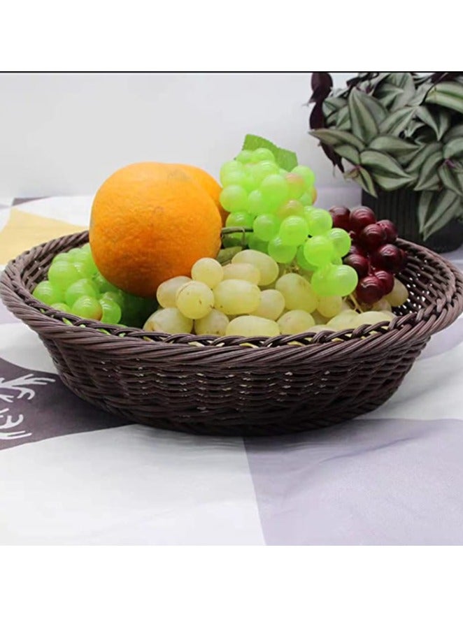 FFD Rattan Wicker Storage Bowl - Fruit, Bread, Vegetable Basket for Kitchen Table Countertop Home Decor - Stackable Round Baskets - Image 3