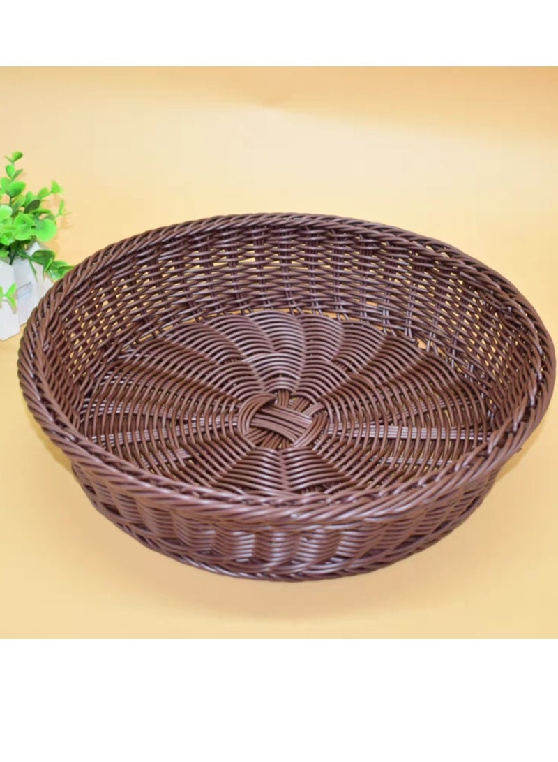 FFD Rattan Wicker Storage Bowl - Fruit, Bread, Vegetable Basket for Kitchen Table Countertop Home Decor - Stackable Round Baskets - Image 5