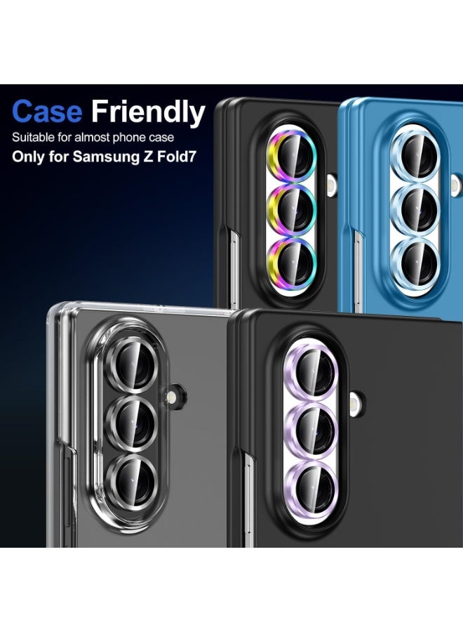Muzz Camera Lens Protector for Samsung Galaxy Z Fold 7 5G,Shatterproof, Ultra-HD 9H Tempered Glass Camera Screen Protector Metal Ring Cover Film Samsung Galaxy Z Fold 7 2025 (Purple) - Image 5