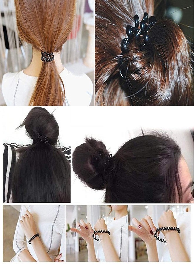 EPARTY إي بارتي - 6 قطع من ربطات الشعر الحلزونية السوداء، لا تترك أثراً، ربطات شعر مرنة، ربطات شعر لسلك الهاتف، ربطات شعر مقاومة للماء للنساء والفتيات، (لون أسود) - Image 3