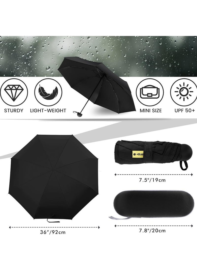 Mini Umbrella for Travel, Small Umbrella for Purse with Case for Sun and Rain, Sun Umbrella with UPF 50+ UV Protection, Lightweight & Compact Umbrella for Women Men Kids  - Image 4