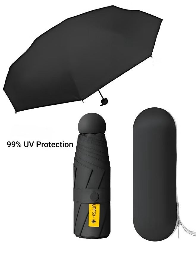 Mini Umbrella for Travel, Small Umbrella for Purse with Case for Sun and Rain, Sun Umbrella with UPF 50+ UV Protection, Lightweight & Compact Umbrella for Women Men Kids  - Image 1