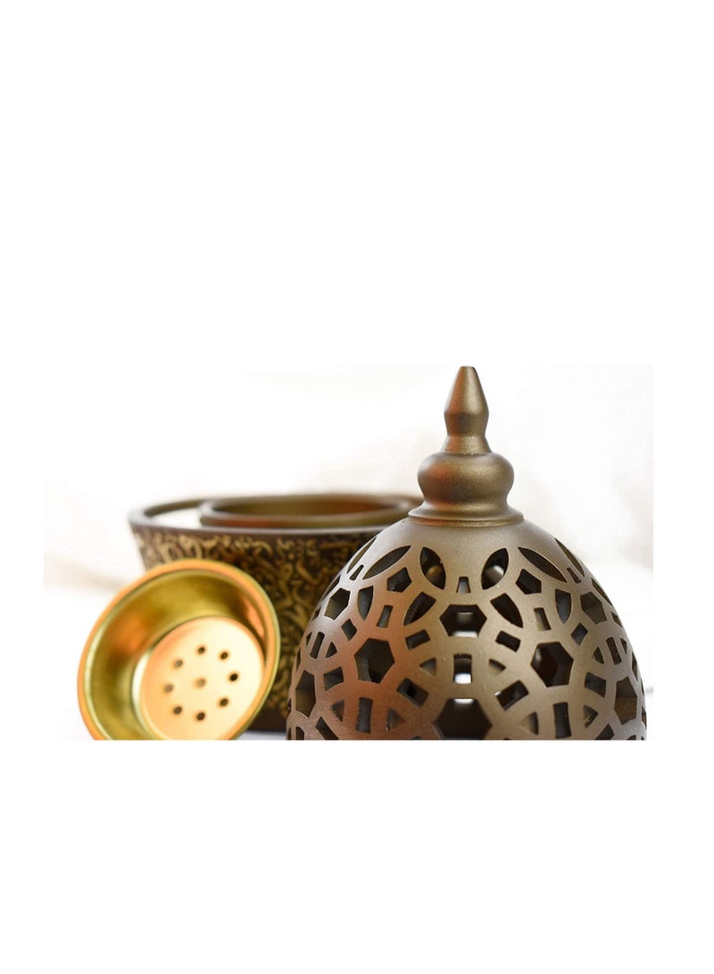 Expo Calligraphy Style Closed Incense/bukhoor Burner  Metal Tray Inside 8in Tall  COFFEE - Image 4