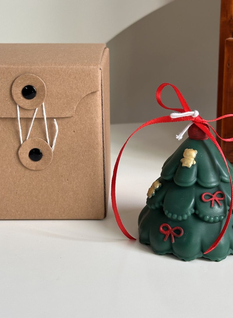 Instagram Photo Props Christmas Tree Aromatherapy Candles Hand drawn Bow Bear Candles(2-Pack)  - Image 1