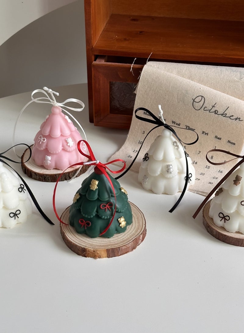 Instagram Photo Props Christmas Tree Aromatherapy Candles Hand drawn Bow Bear Candles(2-Pack)  - Image 2
