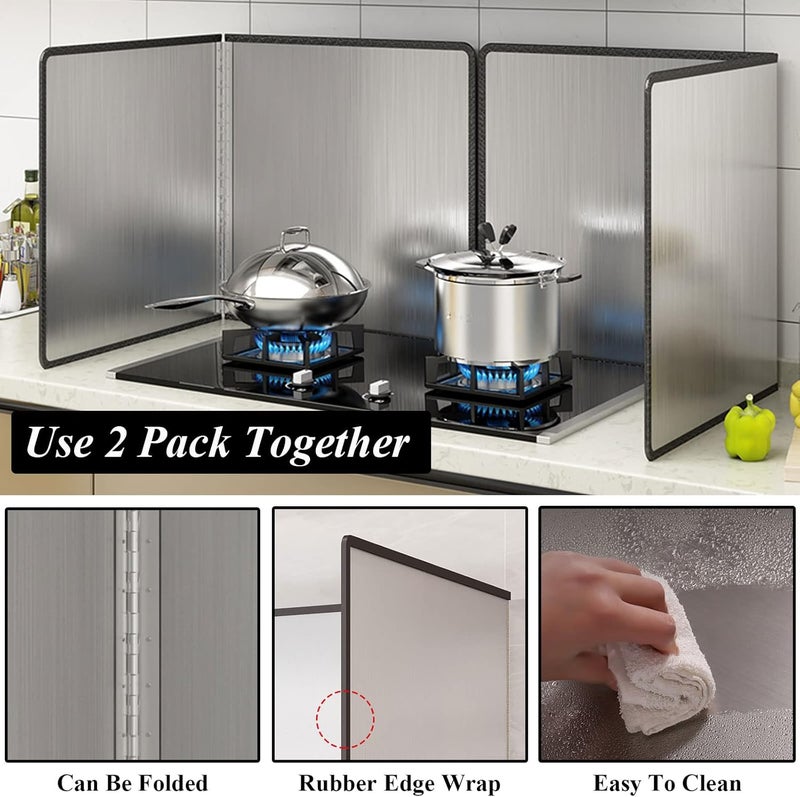 TiciKim Splash Guard Folding Wall Splash Guard Cooker Foldable Anti Splatter Shield with Non-Stick Coating Splash Guard Kitchen Back Wall Kitchen Splash Plate Pans Splash Guard Kitchen 30 x 40 cm Pack of 2 Affordable fast purchase options - Image 2