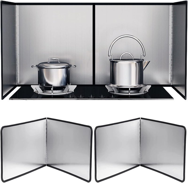 TiciKim Splash Guard Folding Wall Splash Guard Cooker Foldable Anti Splatter Shield with Non-Stick Coating Splash Guard Kitchen Back Wall Kitchen Splash Plate Pans Splash Guard Kitchen 30 x 40 cm Pack of 2 Affordable fast purchase options - Image 1