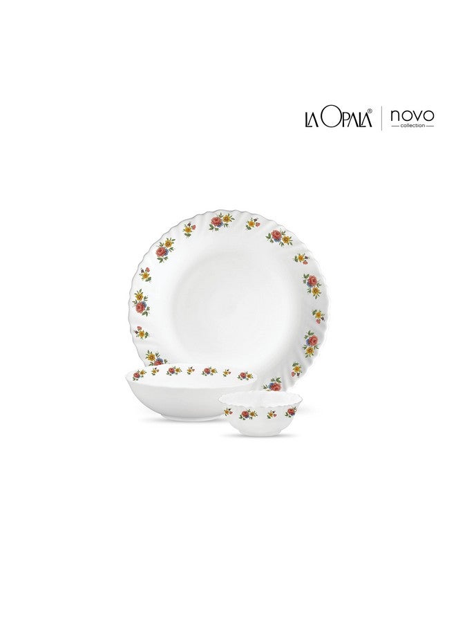 La Opala Novo Collection Opal Glass Crockery | for Family of 4 | Dinner Set 10 pcs Petite Roses | Plates & Bowls for Dining | Microwave Safe | 100% Vegetarian | Extra Strong | Light & White - Image 2