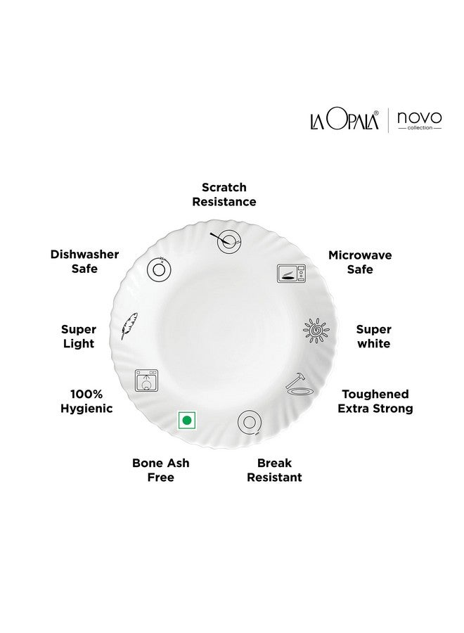 La Opala Novo Collection Opal Glass Crockery | for Family of 4 | Dinner Set 10 pcs Petite Roses | Plates & Bowls for Dining | Microwave Safe | 100% Vegetarian | Extra Strong | Light & White - Image 4