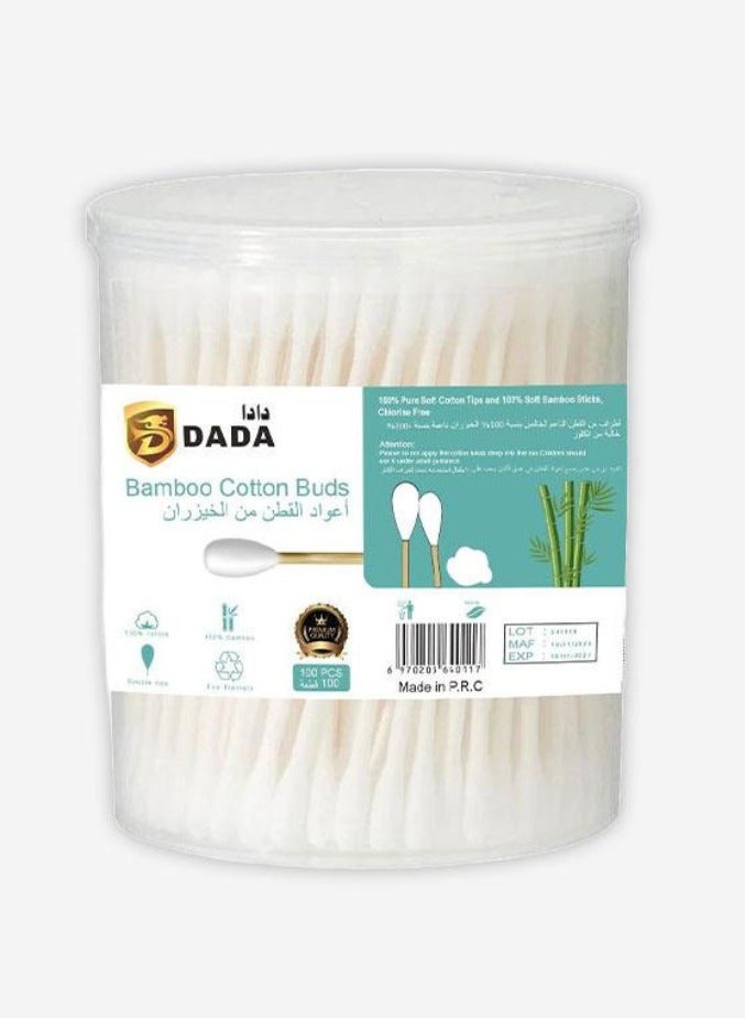 Dada Bamboo Cotton ear Buds, Double-Tipped, 100% Cotton, Biodegradable, 100 Pieces