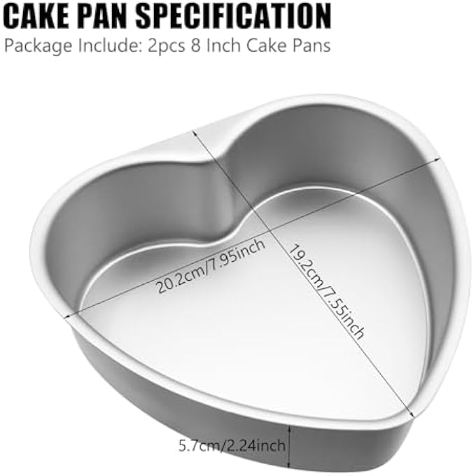 Aluminum Heart Shaped Cake Pans Nonstick Baking Pan with Removable Bottom 8 Inches Cake Mold for Valentines Day Wedding Birthday Anniversary - Image 4