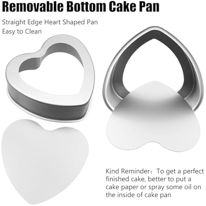 Aluminum Heart Shaped Cake Pans Nonstick Baking Pan with Removable Bottom 8 Inches Cake Mold for Valentines Day Wedding Birthday Anniversary - Image 5