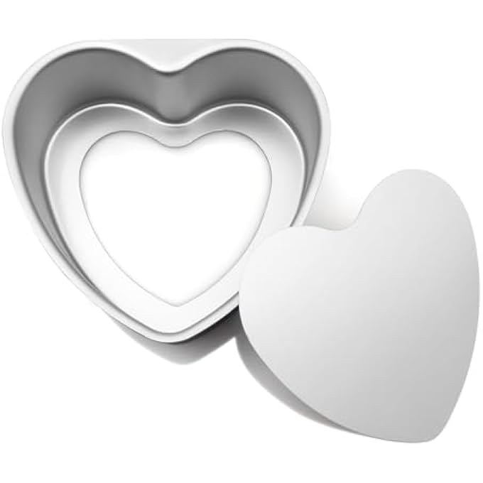 Aluminum Heart Shaped Cake Pans Nonstick Baking Pan with Removable Bottom 8 Inches Cake Mold for Valentines Day Wedding Birthday Anniversary - Image 2