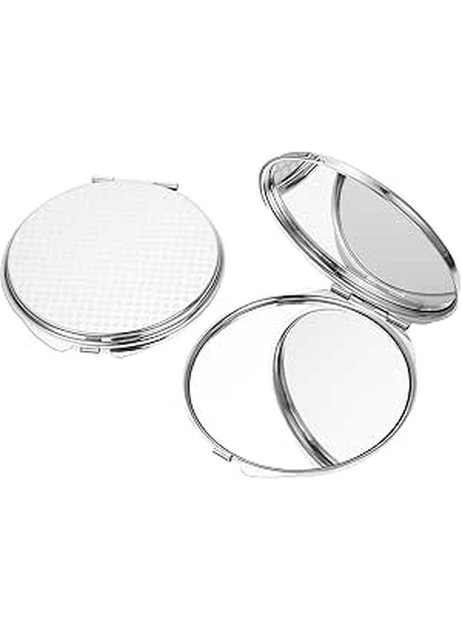 Metal Round Double Sided Folding Travel Makeup Mirror Compact Portable 2 Pack - Image 1