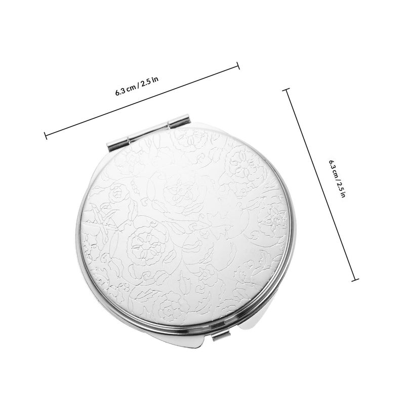 Metal Round Double Sided Folding Travel Makeup Mirror Compact Portable 2 Pack - Image 3