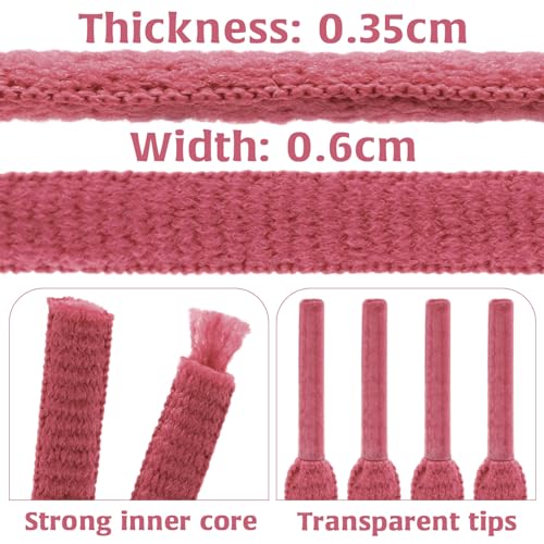 DELELE 2 Pair Oval Shoes laces Half Round 1/4" Athletic Shoelaces Shoe Strings Hot Pink-51 inch - Image 3