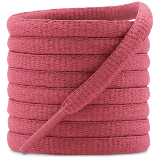 DELELE 2 Pair Oval Shoes laces Half Round 1/4" Athletic Shoelaces Shoe Strings Hot Pink-51 inch - Image 1