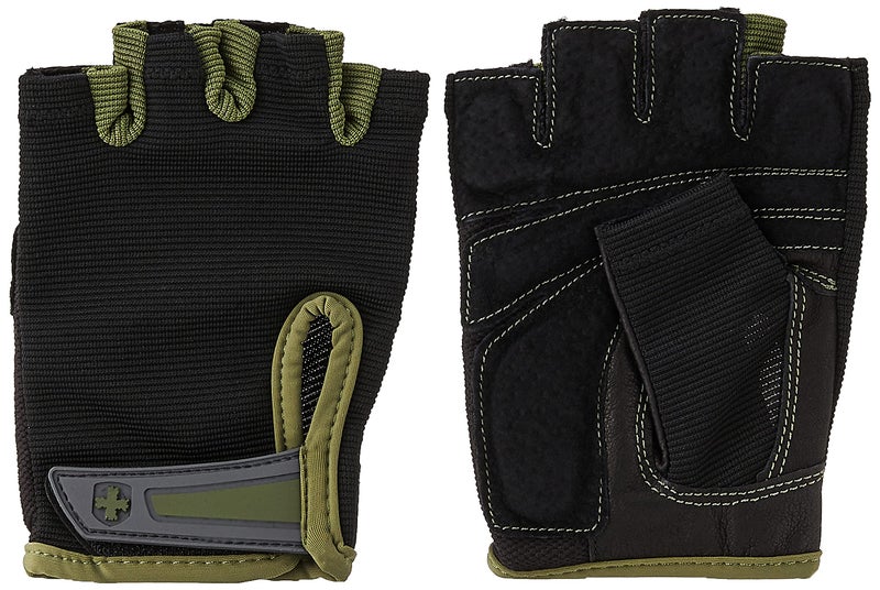 Harbinger Power Non-Wristwrap Workout Weightlifting Gloves with StretchBack Mesh and Leather Palm (Pair) Green Medium (Fits 7.5 - 8 Inches) - Image 1