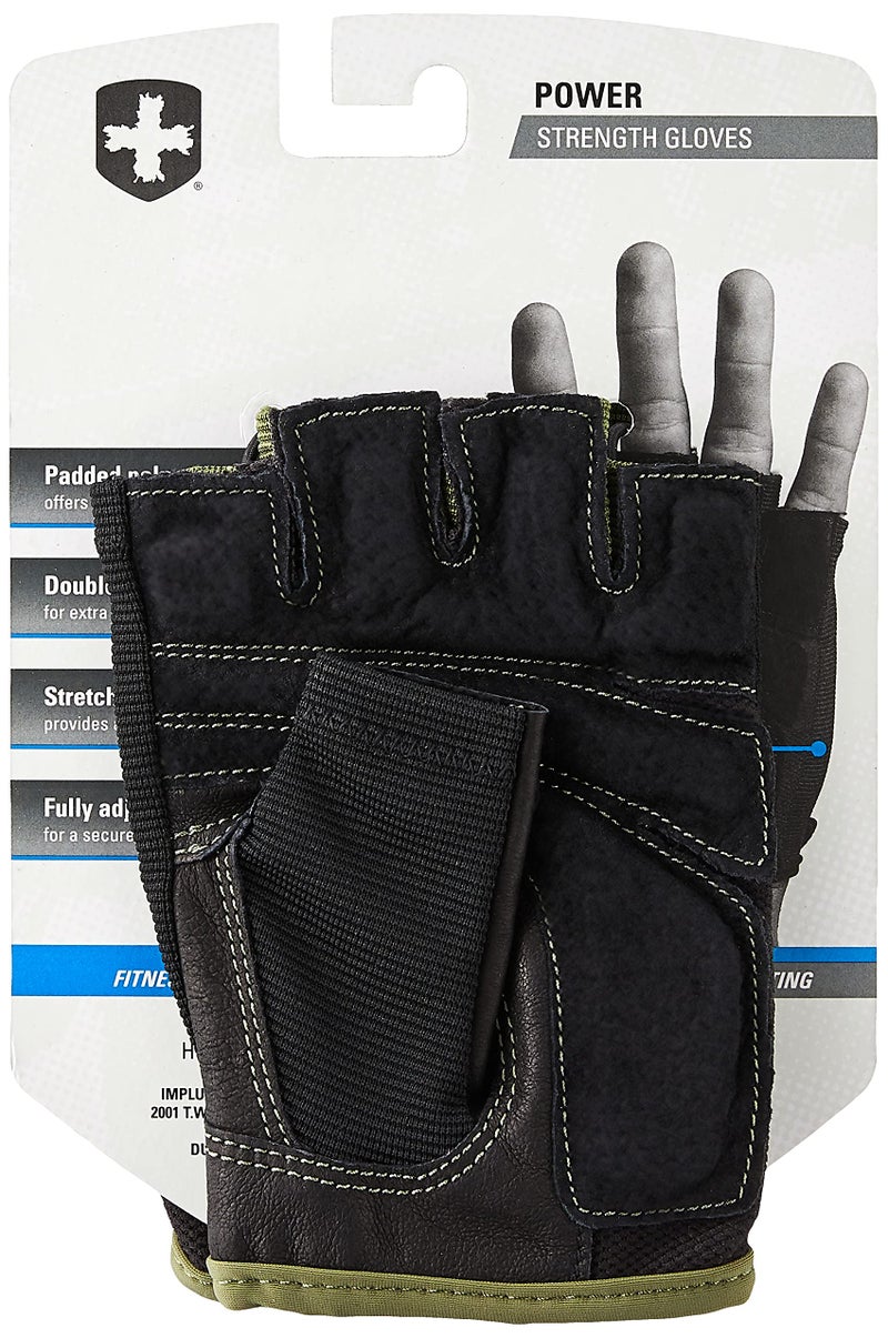 Harbinger Power Non-Wristwrap Workout Weightlifting Gloves with StretchBack Mesh and Leather Palm (Pair) Green Medium (Fits 7.5 - 8 Inches) - Image 5