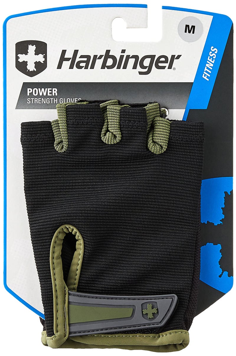 Harbinger Power Non-Wristwrap Workout Weightlifting Gloves with StretchBack Mesh and Leather Palm (Pair) Green Medium (Fits 7.5 - 8 Inches) - Image 4
