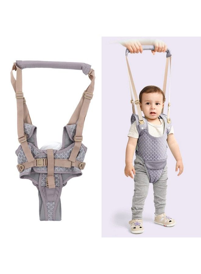 Hyuduo Baby Walking Harnesses Lightweight Adjustable Detachable Crotch Pad Handheld Toddler Walk Assistant Belt Adjustable Standing Up And Walking Learning Helper For 8‑24M(Monsoon Greyprofile Mesh)  - Image 2