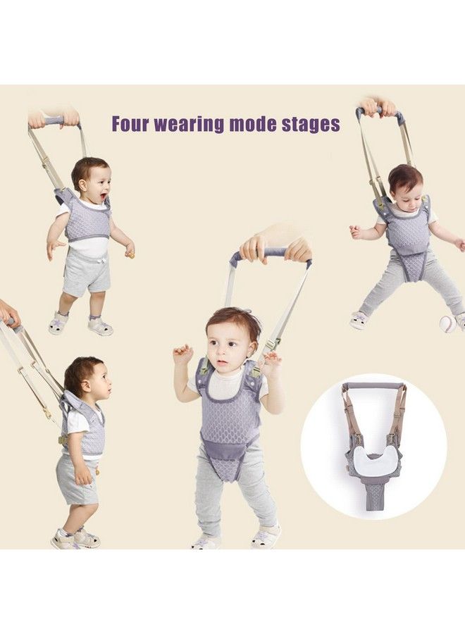 Hyuduo Baby Walking Harnesses Lightweight Adjustable Detachable Crotch Pad Handheld Toddler Walk Assistant Belt Adjustable Standing Up And Walking Learning Helper For 8‑24M(Monsoon Greyprofile Mesh)  - Image 3