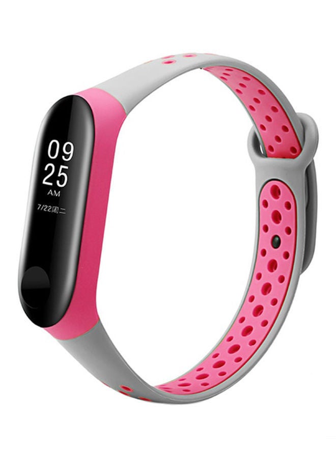 NIBEMINENT Replacement Sport Strap For Xiaomi Mi Band 3 Grey/Pink - Image 1