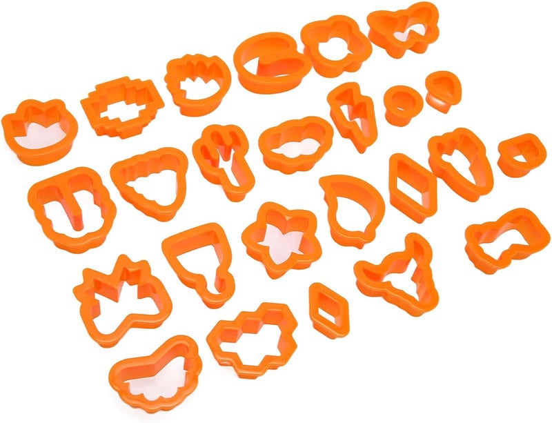 klarako Clay Earring Cutters 25Pcs Plastic Handicraft Set Assorted Styles Made for Polymer Earrings Perfect for Handmade Clay Craft (Orange) - Image 1