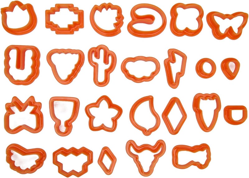 klarako Clay Earring Cutters 25Pcs Plastic Handicraft Set Assorted Styles Made for Polymer Earrings Perfect for Handmade Clay Craft (Orange) - Image 2