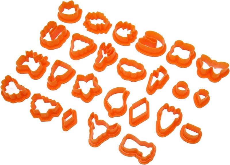 klarako Clay Earring Cutters 25Pcs Plastic Handicraft Set Assorted Styles Made for Polymer Earrings Perfect for Handmade Clay Craft (Orange) - Image 3