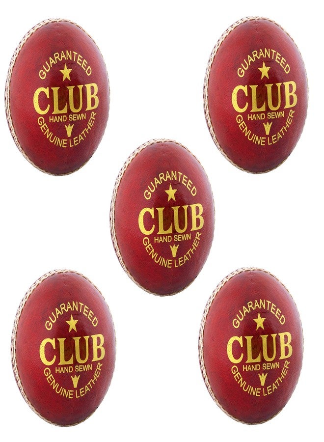 PSE Priya Sports Leather Club Cricket Ball Red Pack of 5 (2Part) - Image 2