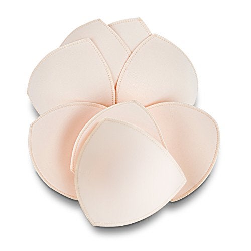 SERMICLE Bra Inserts 4 Pairs, Bra Pads Sewed Stitched Removable for Sports Bra B/C,C/D & D/E Cup Optional (Beige Triangle, C/D Cup) - Image 1