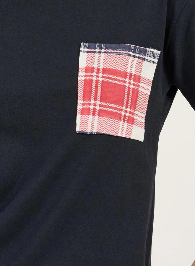 Styli Checked Print Pocket Dropped Shoulder T-Shirt & Pyjama Set