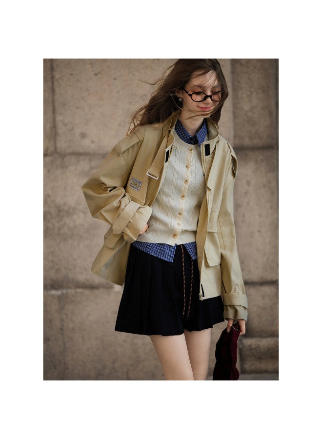 TonLion 2025 Spring Women's Stand Collar Large Pocket Cargo Jacket Casual Korean Style Versatile Lazy Chic Trendy Elegant Outerwear - Image 3