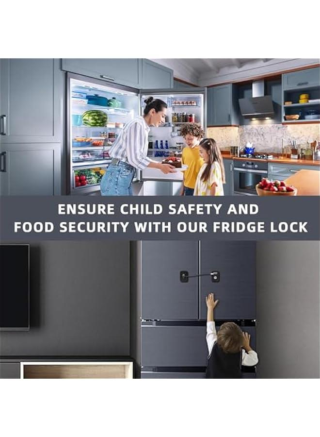 HOOKOR Durku 3Pack Stainless Steel Refrigerator Lock,1pc Refrigerator Lock with 2 Keys, Teenager Safety Lock, with Easy-to-Install Adhesive Backing, Suitable for Cabinet Locks, Freezer Locks and Drawer Loc - Image 3