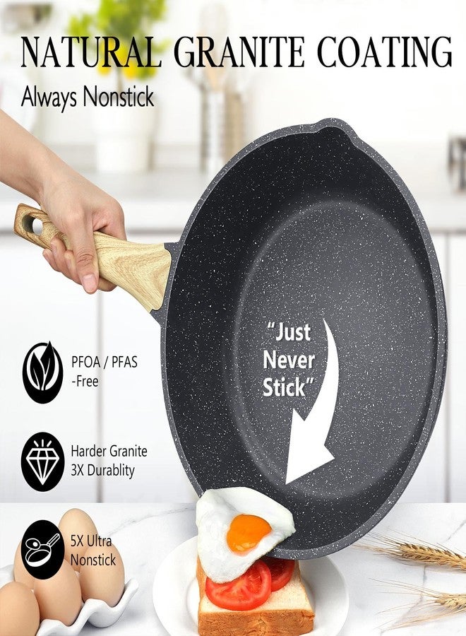GiPP Nonstick Deep Frying Pan, 11 Inch Skillet Working Pan Granite Induction Cookware, 4.5Qt Non Stick Saute Pan with Lid, PFOA PFOS APEO Free, Grey… - Image 2