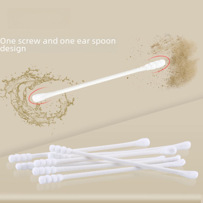 Misuta baby cotton swab baby special ear and nose cleaning stick paper shaft double head ear digging spoon screw head 400(200 PCs/box [ear spoon + spiral]]) - Image 3