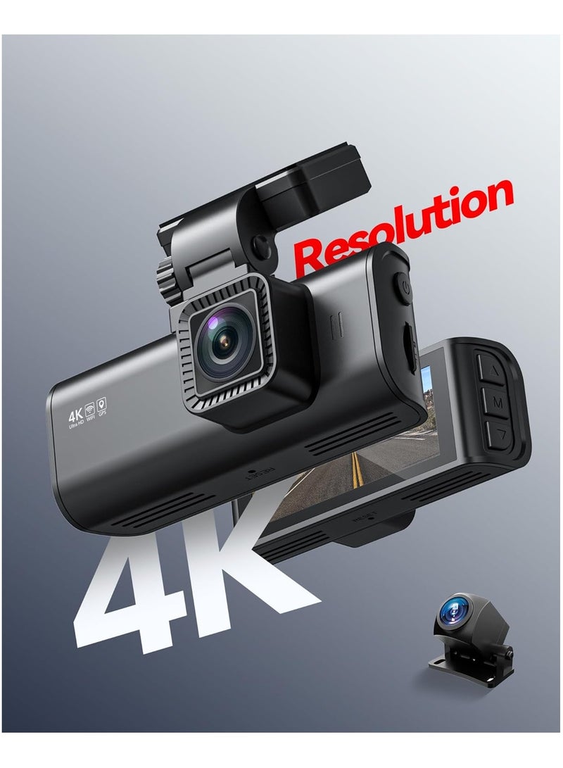 ريد تايجر كاميرا مزدوجة للوحة القيادة REDTIGER F7N بدقة 4K مع بطاقة 64 جيجابايت، ونظام تحديد المواقع العالمي (GPS) واي فاي، وكاميرا أمامية بدقة 4K وخلفية بدقة 1080 بكسل، وزاوية واسعة 170 درجة للسيارات، ومستشعر تسارع، ورؤية ليلية، وشاشة 3.18 بوصة، ووضع ركن السيارة، وتدعم ذاكرة 256 جيجابايت كحد أقصى - Image 2