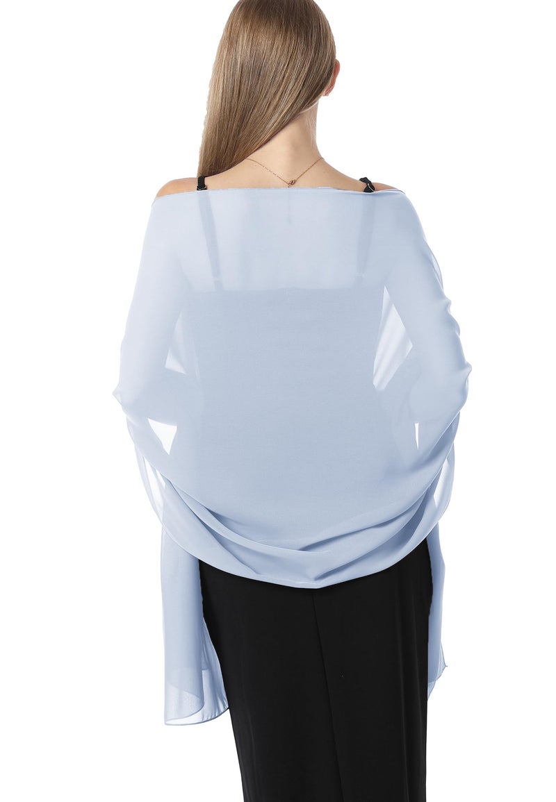 Hotshawl Chiffon Shawls and Wraps for Evening Dresses Women Elegant Soft Scarf Bridal Scarve Wedding Stole (Light Blue, One Size) - Image 1