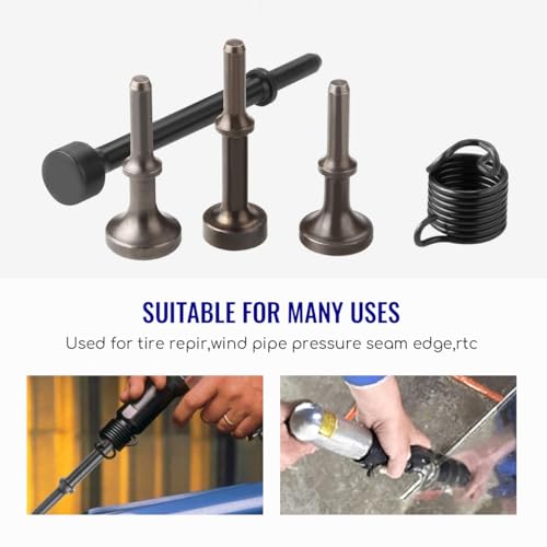 Dalekay 5 Pcs Air Hammer Bits Set, 0.401 Shank Smoothing Pneumatic Air Hammer Pneumatic Chisel Bits Tools Kit, Extended Length Hammer Tool With Spring. - Image 5
