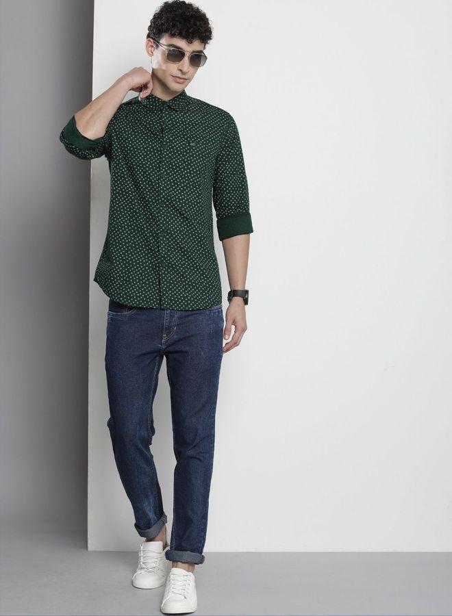 شركة المرآب الهندية قميص رجالي بطبعة زهور داكنة من ذا إنديان جراج كو بياقة ضيقة - Image 5