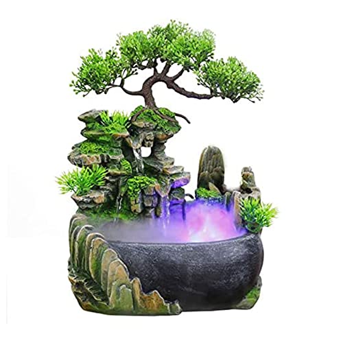 JOINDATAT Rockery Stream Tabletop Fountain Zen Meditation Indoor Waterfall Feature with Automatic Pump and Switch Desktop Fountain for Home Office Bedroom Decoration A - Image 1