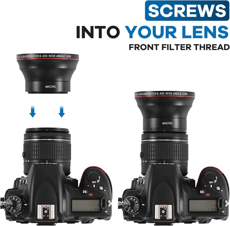 Lightdow 52MM 0.43x High-Definition Wide Angle + Macro Lens Attachment for Nikon D-Series and More - Enhance Your Photography Creativity (φ52mm) - Image 4