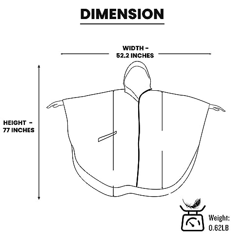 Hacer Poncho Raincoat Waterproof Rainwear Adult Lightweight Hooded Unisex Cape for Hiking Camping Emergency- Green - Image 2