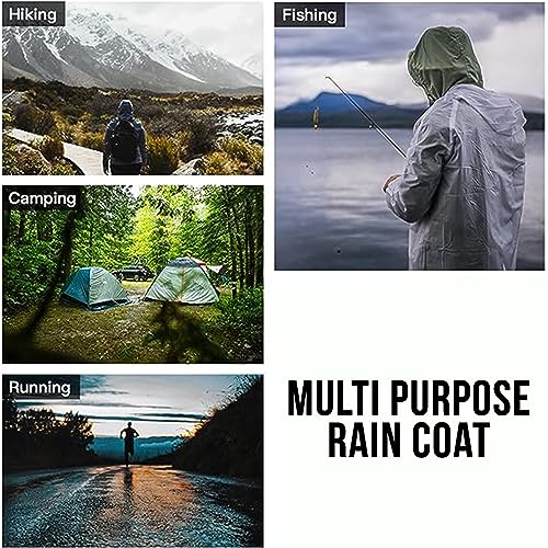 Hacer Poncho Raincoat Waterproof Rainwear Adult Lightweight Hooded Unisex Cape for Hiking Camping Emergency- Green - Image 5