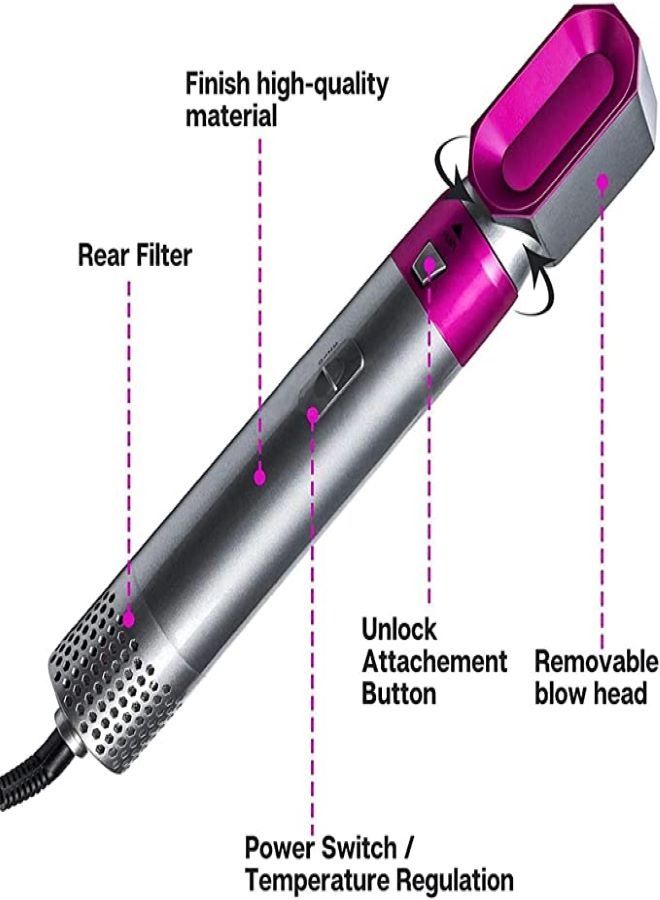 Hair Dryer 5 in 1 Hair Blower Brush Hair Curler, Hair Curler, Electric Hair Dryer, Rotating Hot Air Brush for All Hairstyles - Image 2